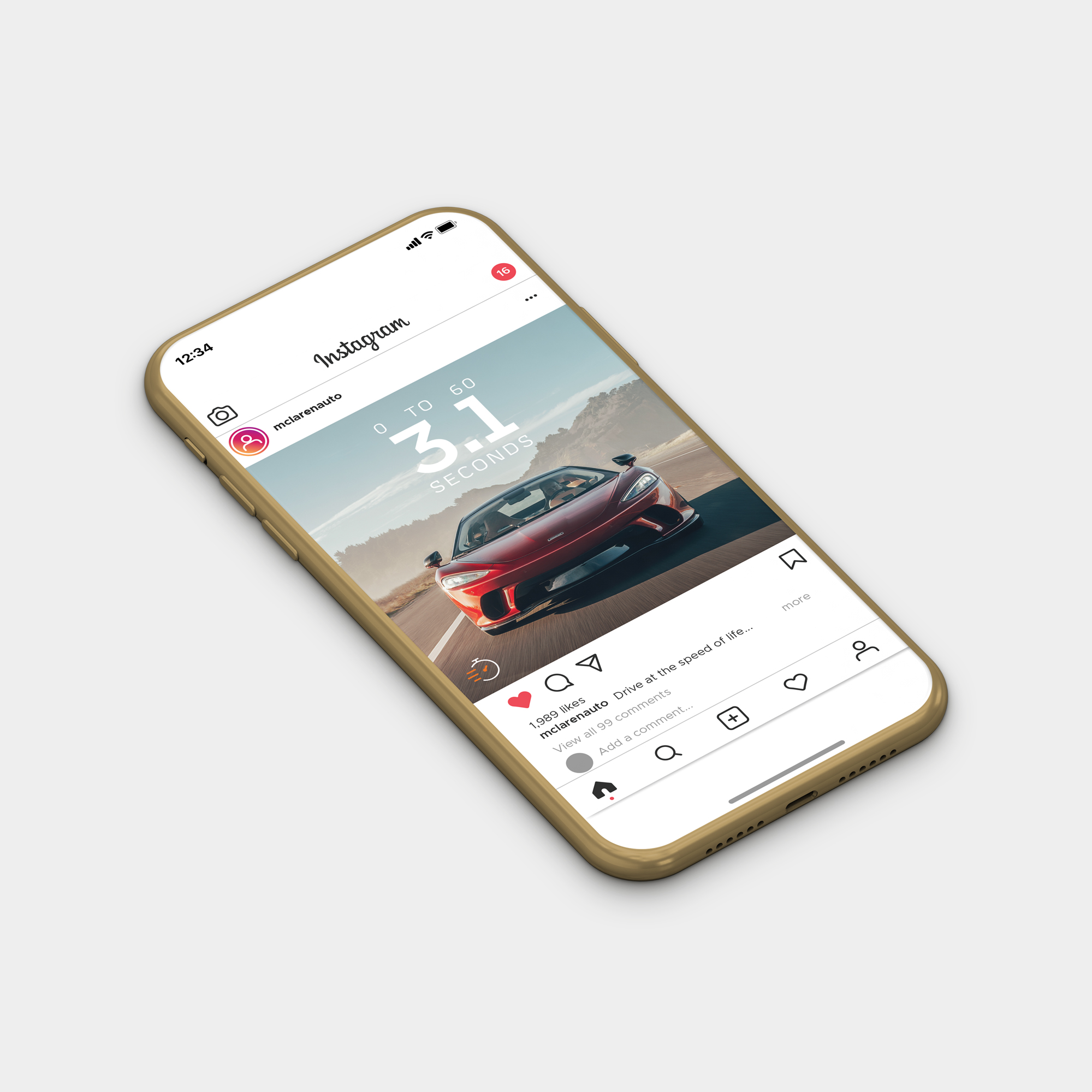 McLaren GT Social Post in Smartphone