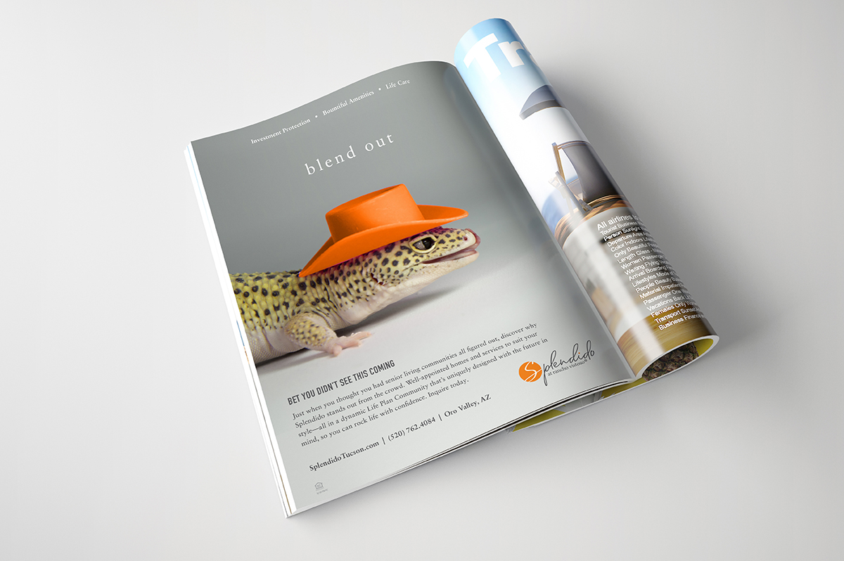 Mather Splendido Print Ad - lizard in hat
