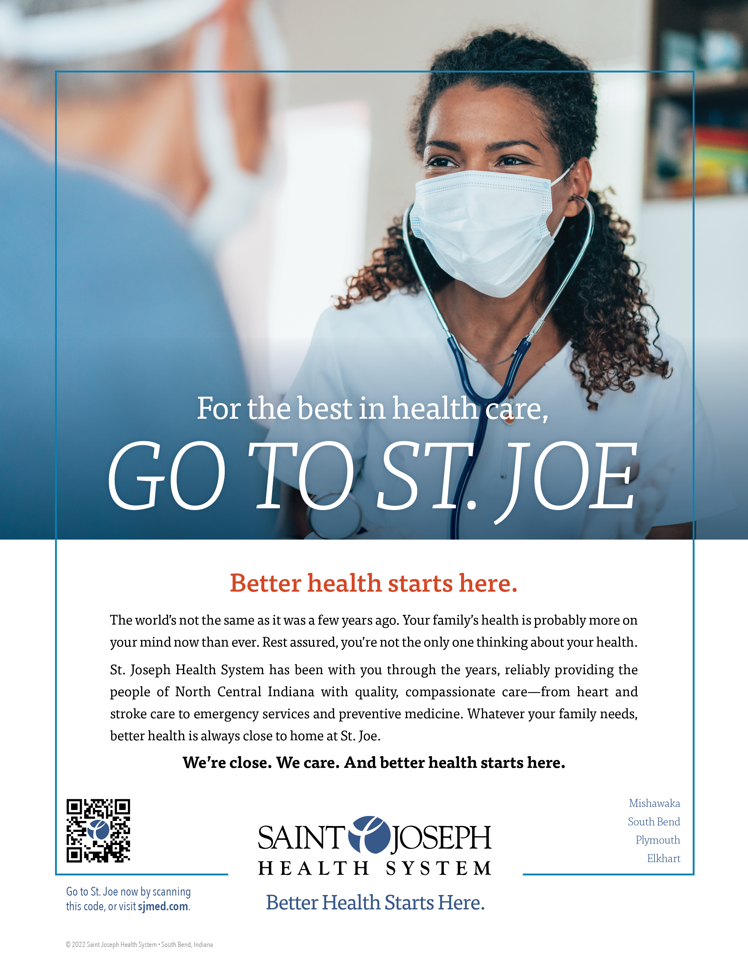 St. Joseph Health System print ad face covering
