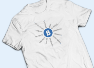 Plan B tee-shirt - B in middle with adjectives surrounding it
