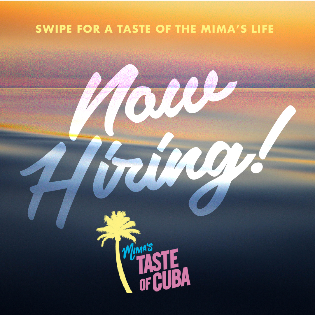 Swipe For a Taste of the Mima's Life Hiring Graphic